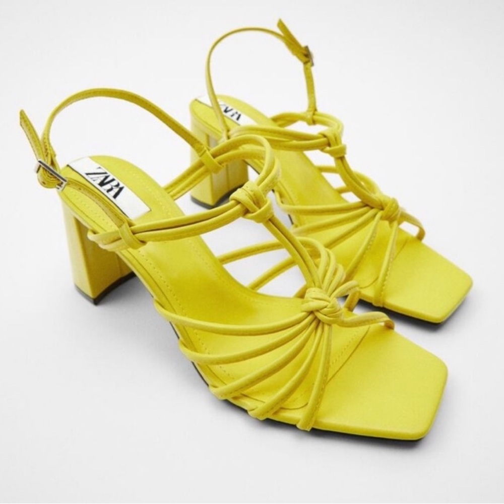 NWT ZARA BLOCK NEON HEEL SANDALS